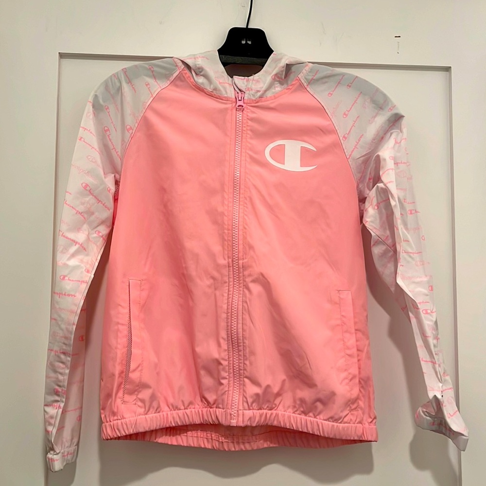 Girls Champion Pink Windbreaker. Size L.